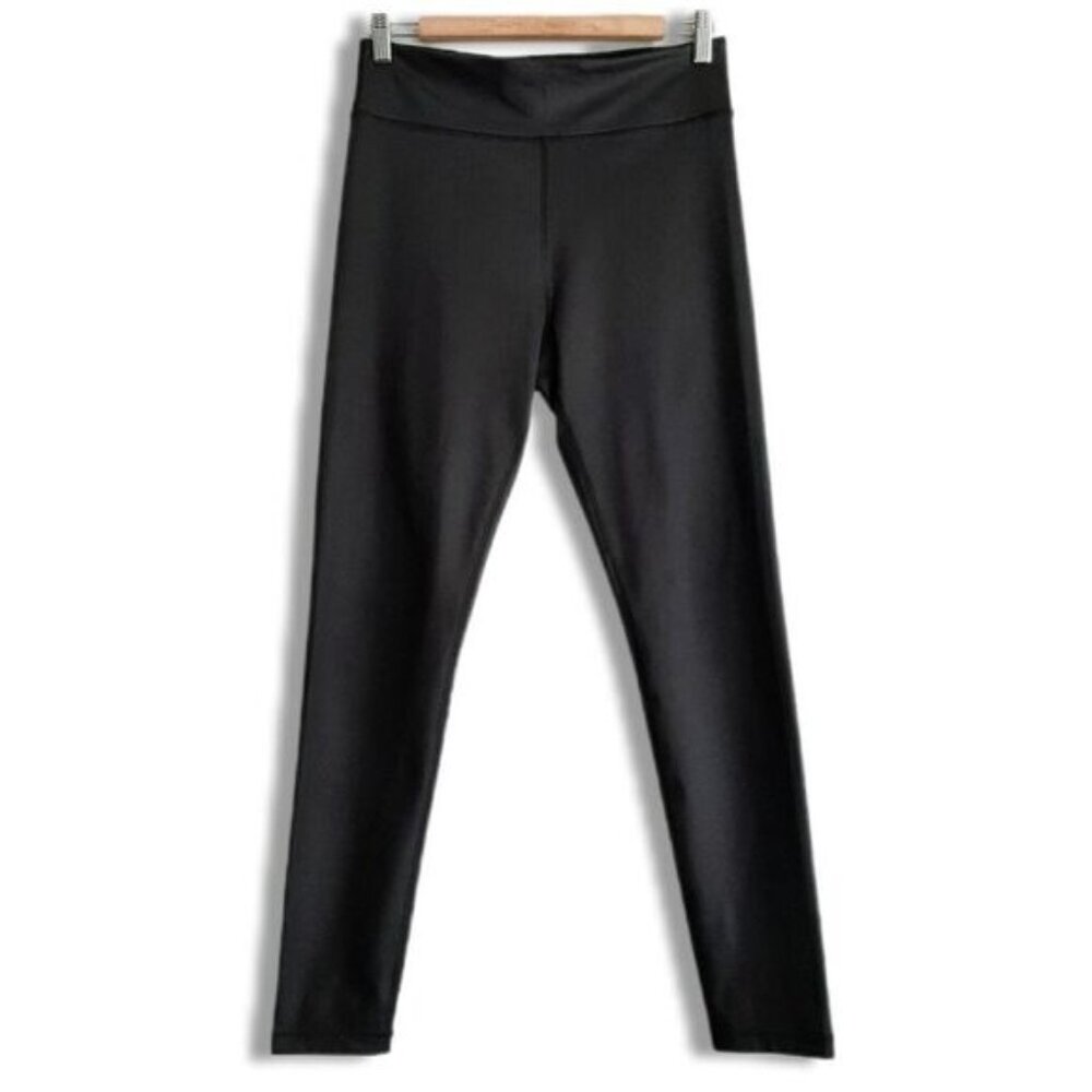 Aritzia THE CONSTANT Twyla Pant - High-Rise Black Glossy Leggings Sz L Flawed